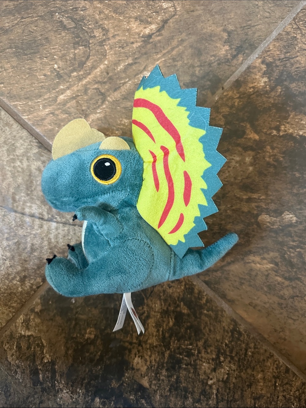 Jurassic Park Dilophosaurus Teal and Lime Plush Small Pet Dinosaur Toy by